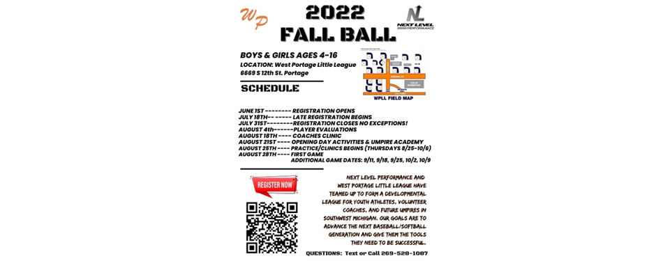 Fall Ball Opportunity at West Portage !!!