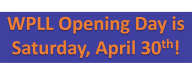 Opening Day Celebration is April 30th!!!